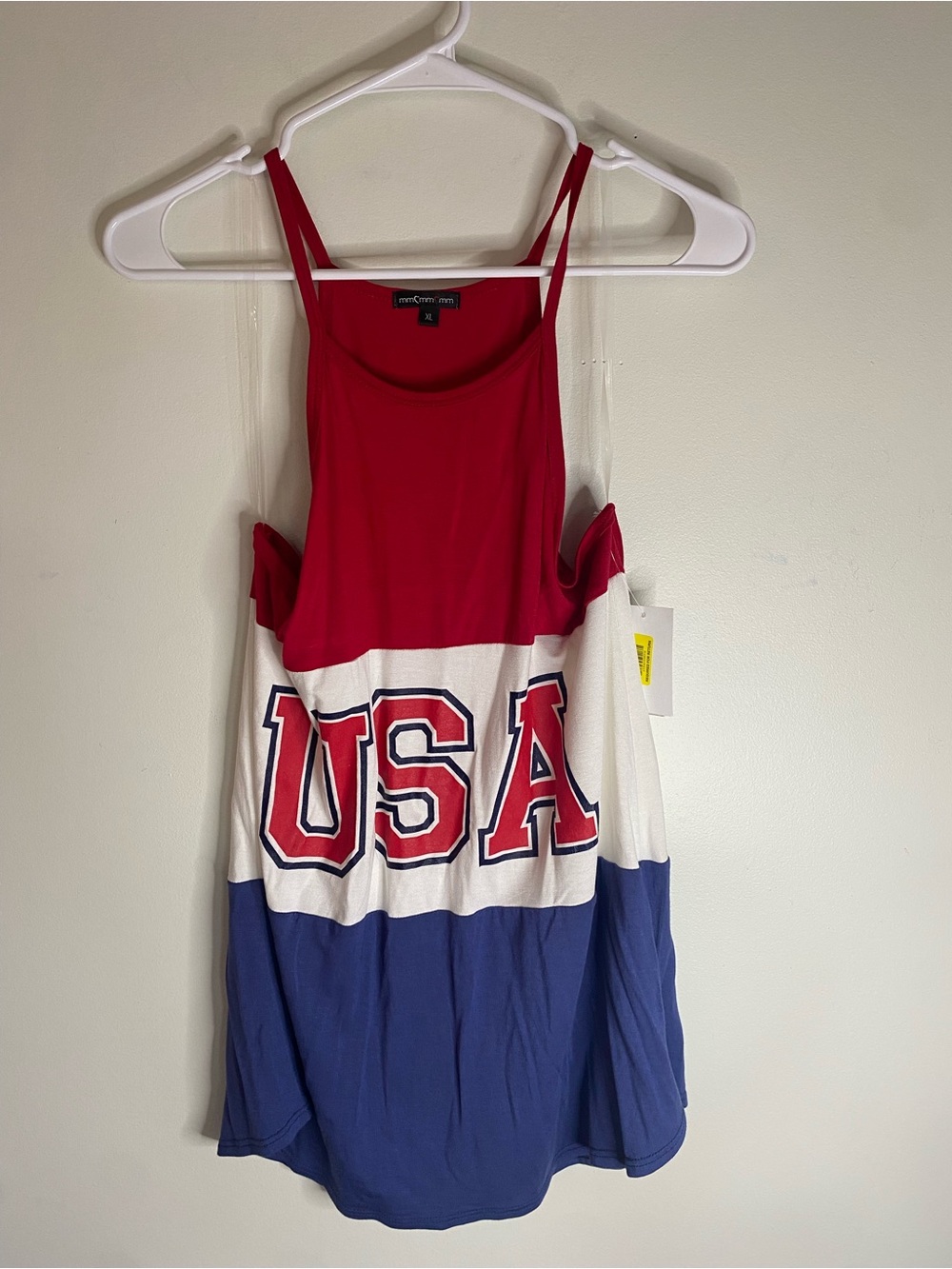 MCM Red White Blue USA Colorblock Tank Top